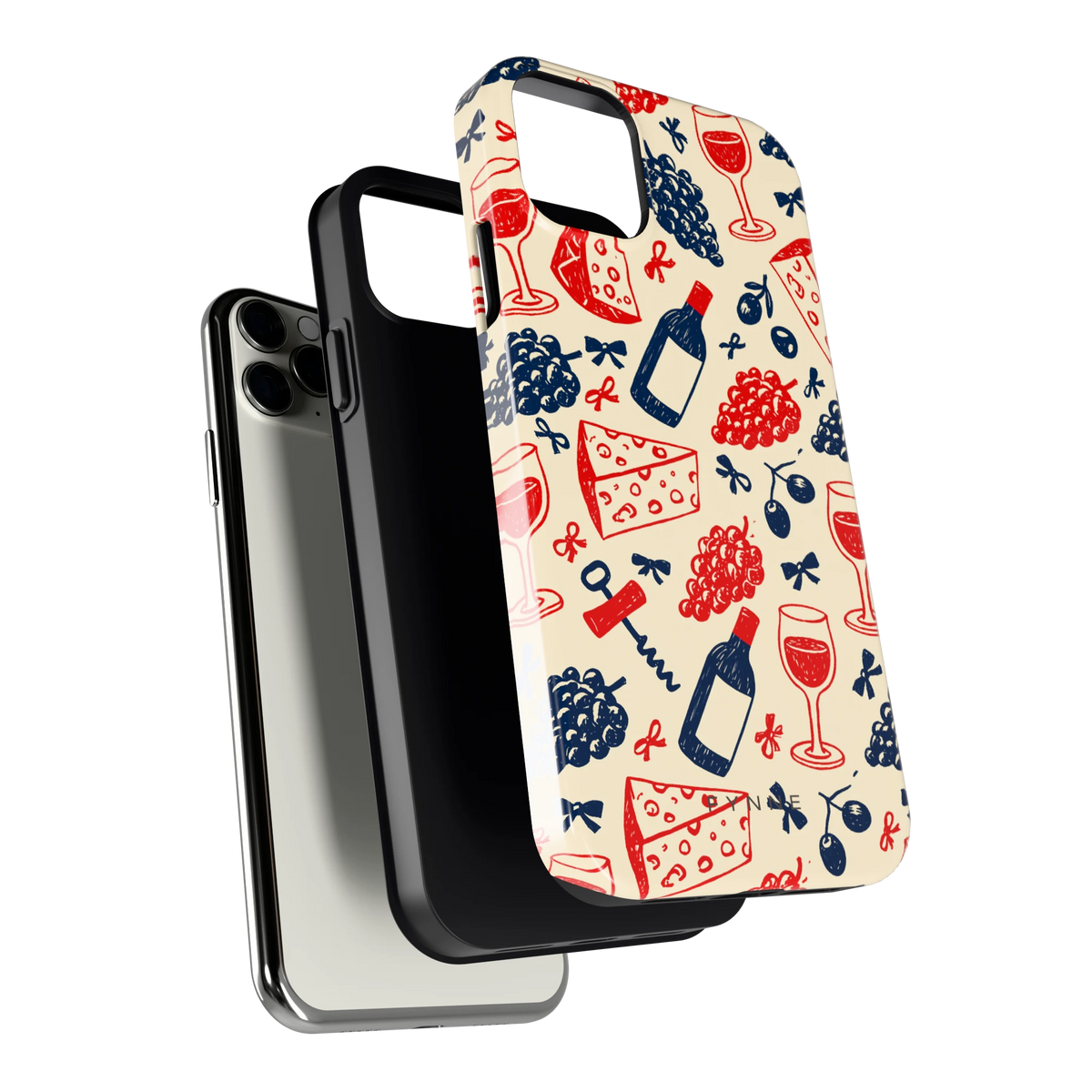 Wijn en Kaas Doodles hoesje voor iPhone 11 Pro Max, los van de telefoon