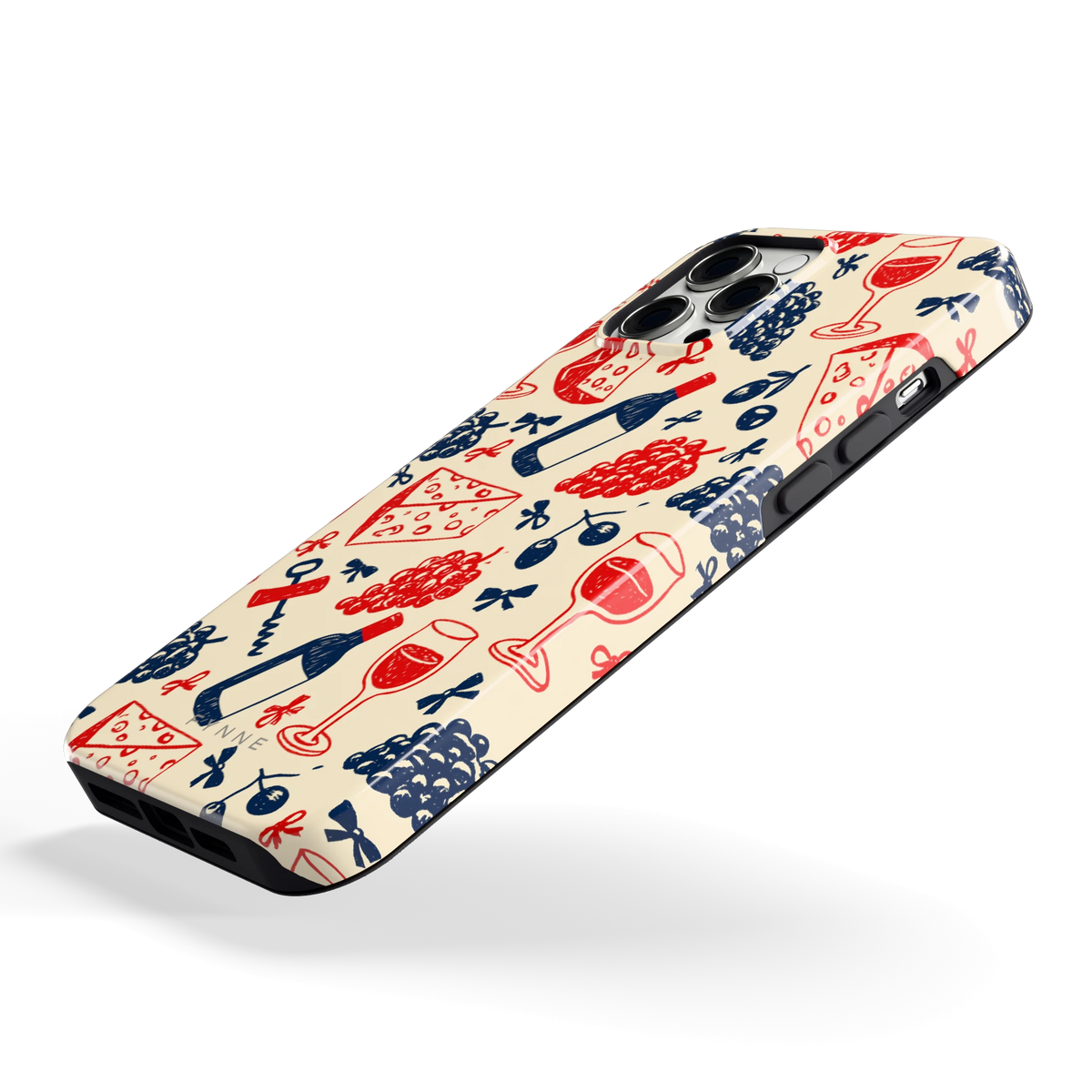 Wijn en Kaas Doodles hoesje voor iPhone 12 Pro Max, schuin