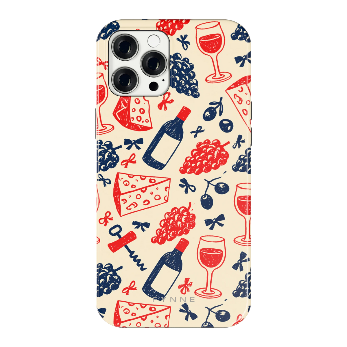 Wijn en Kaas Doodles hoesje voor iPhone 12 Pro Max, achterkant