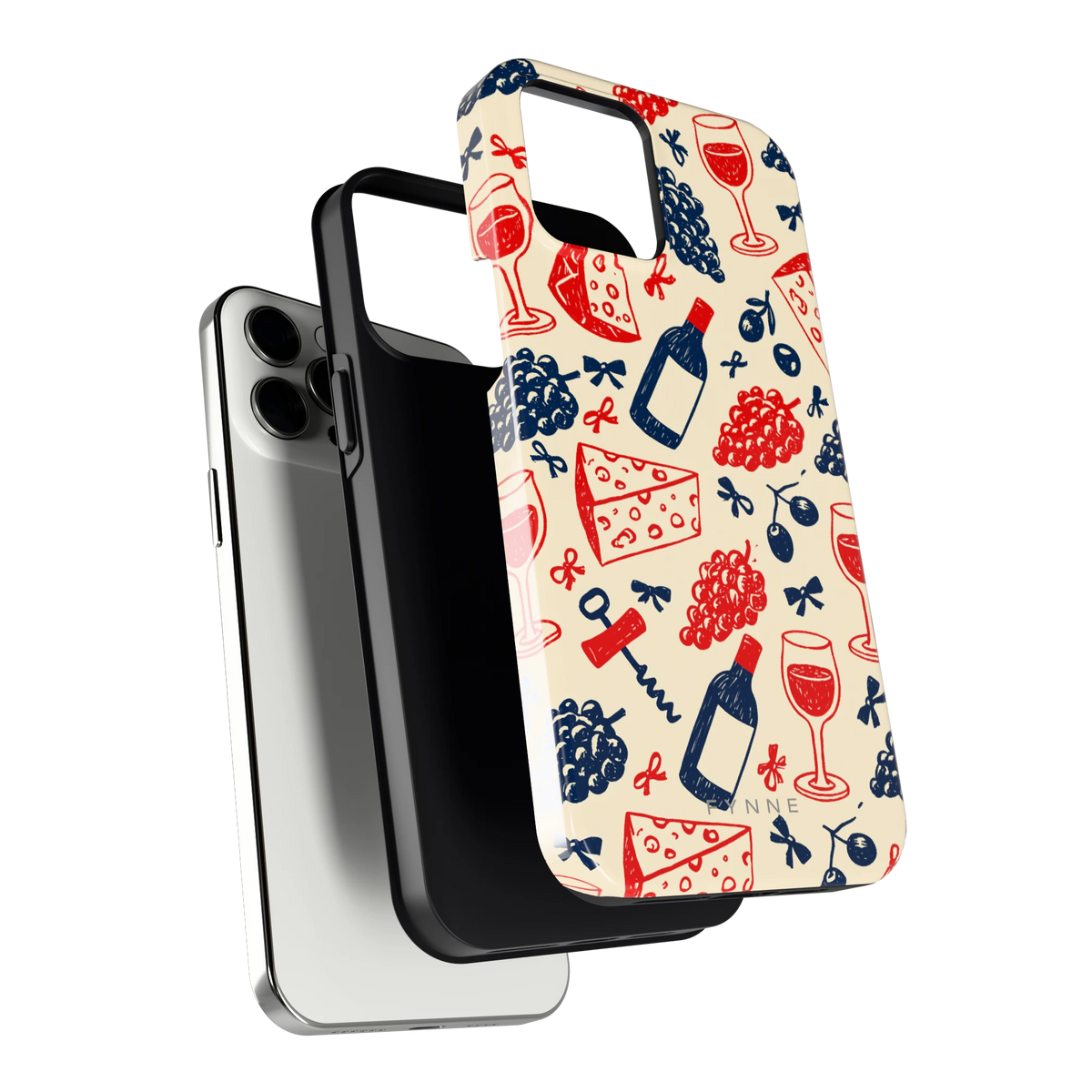 Wijn en Kaas Doodles hoesje voor iPhone 12 Pro Max, los van de telefoon