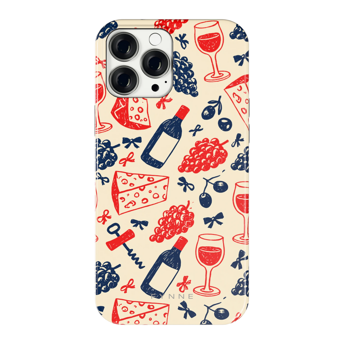 Wijn en Kaas Doodles hoesje voor iPhone 13 Pro Max, achterkant