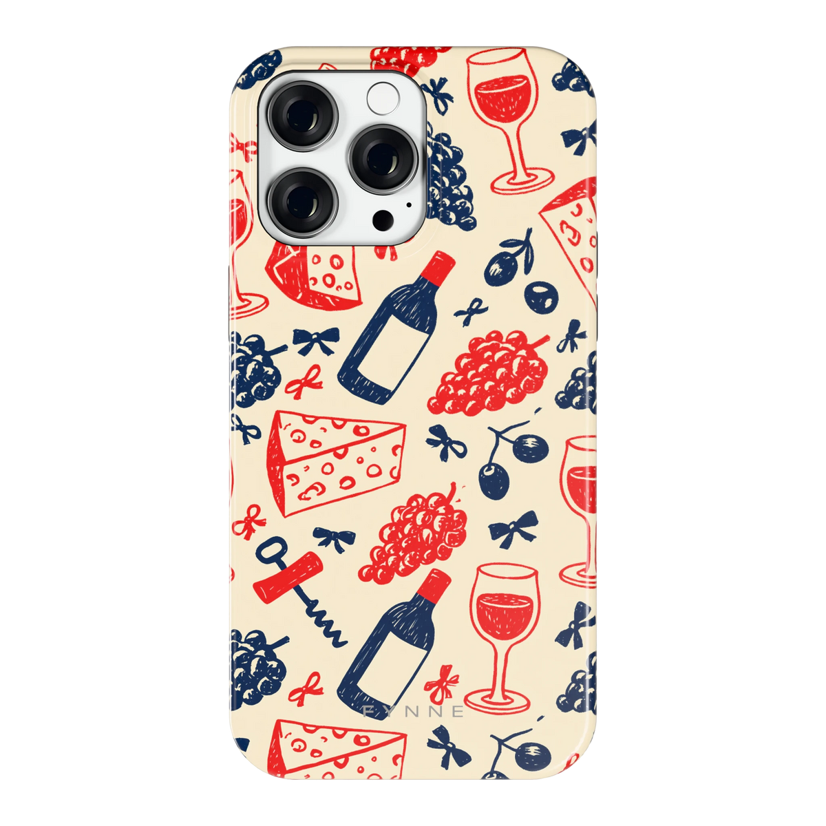 Wijn en Kaas Doodles hoesje voor iPhone 14 Pro Max, achterkant