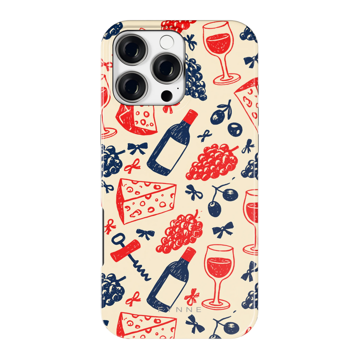 Wijn en Kaas Doodles hoesje voor iPhone 16 Pro Max, achterkant