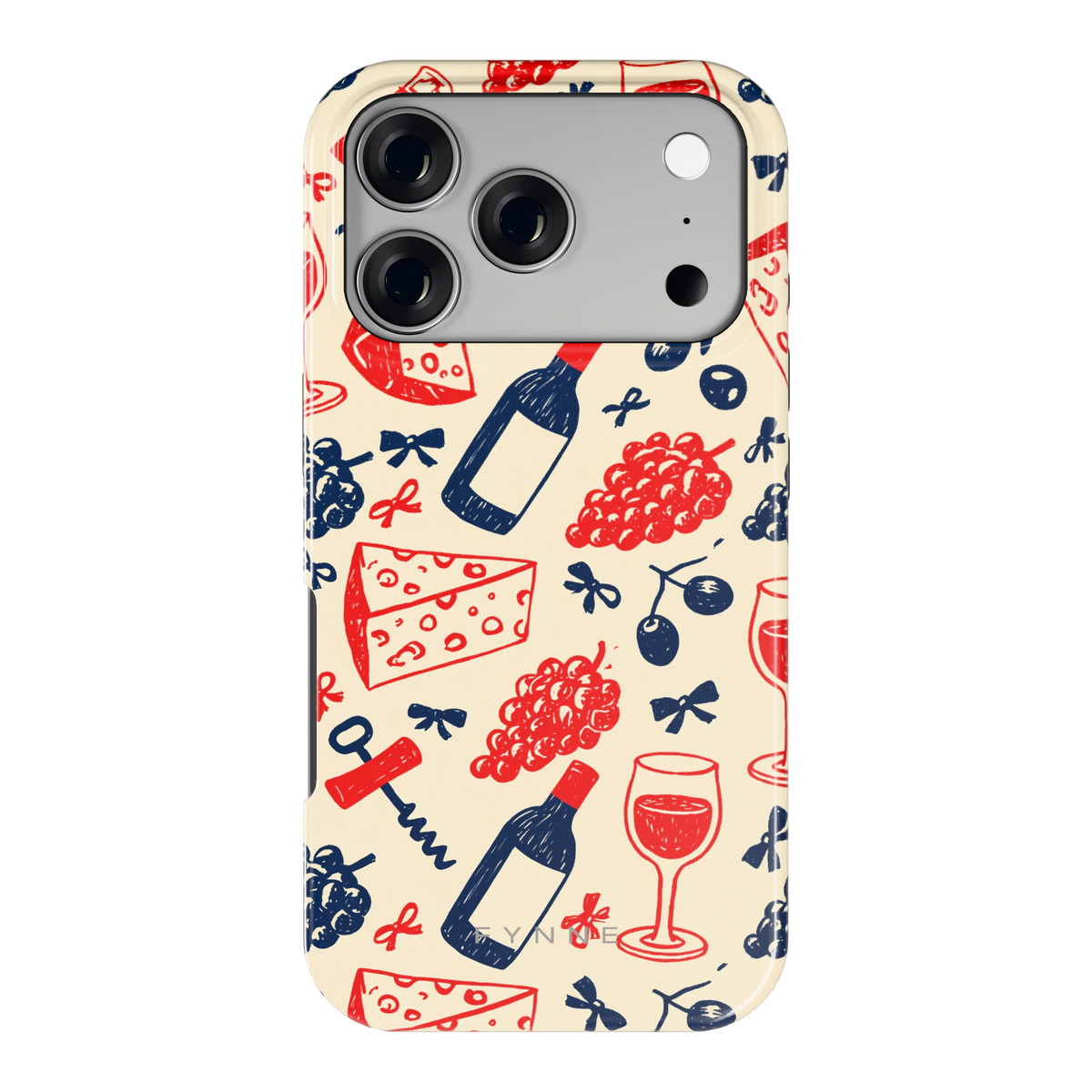 Wijn en Kaas Doodles hoesje voor iPhone 17 Pro, achterkant