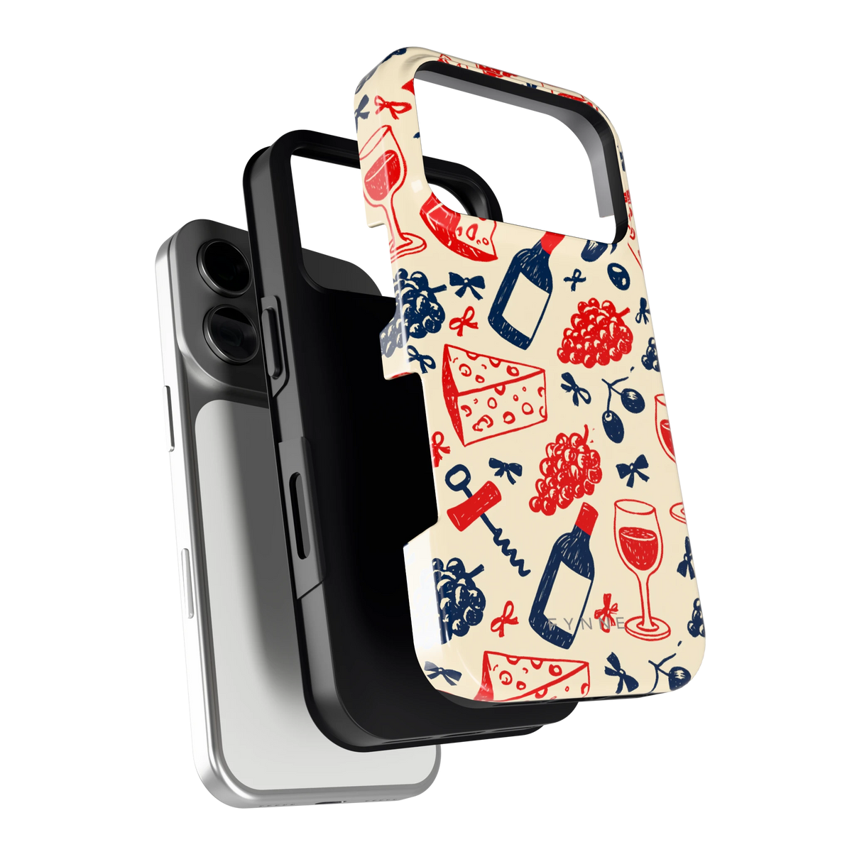Wijn en Kaas Doodles hoesje voor iPhone 17 Pro, los van de telefoon