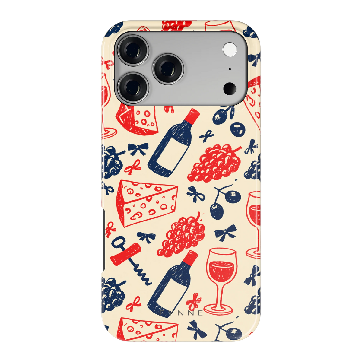 Wijn en Kaas Doodles hoesje voor iPhone 17 Pro Max, achterkant