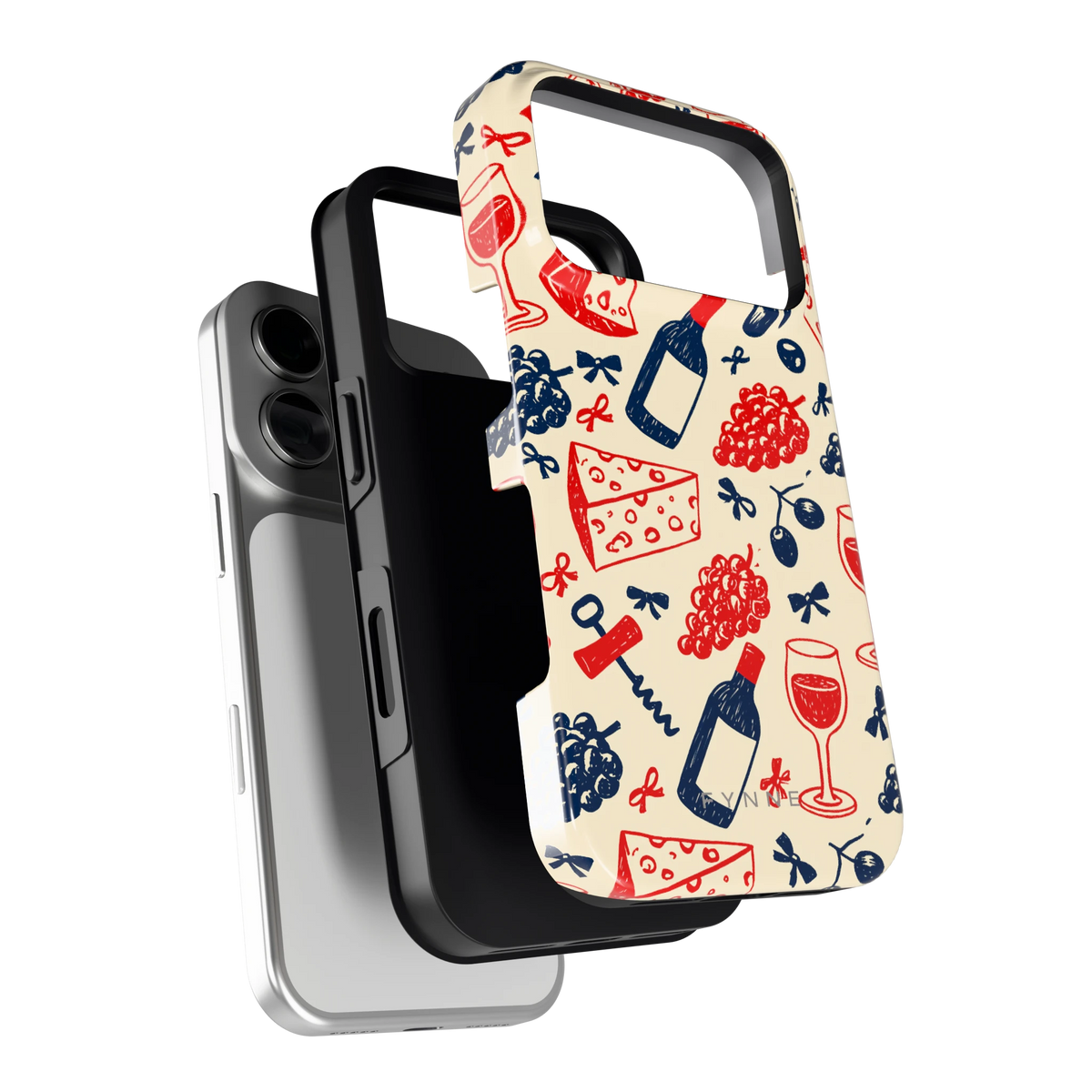 Wijn en Kaas Doodles hoesje voor iPhone 18 Pro, los van de telefoon