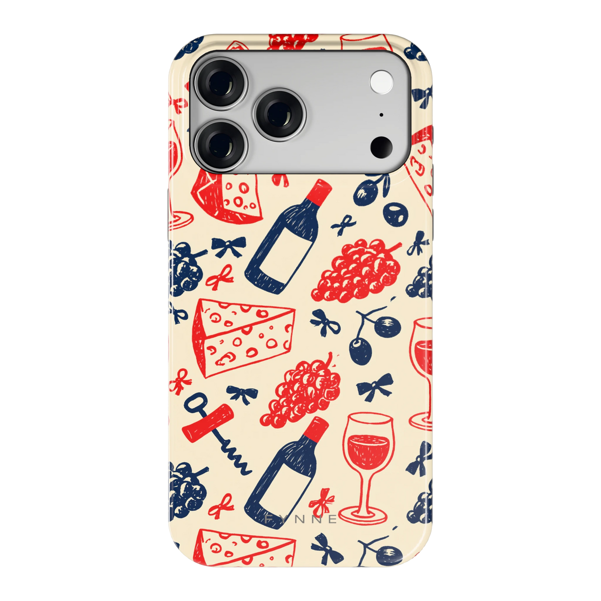 Wijn en Kaas Doodles hoesje voor iPhone 18 Pro Max, achterkant