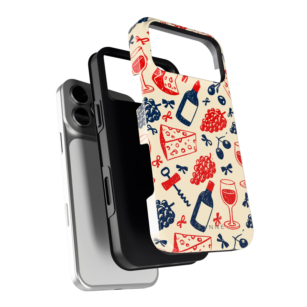 Wijn en Kaas Doodles hoesje voor iPhone 18 Pro Max, los van de telefoon