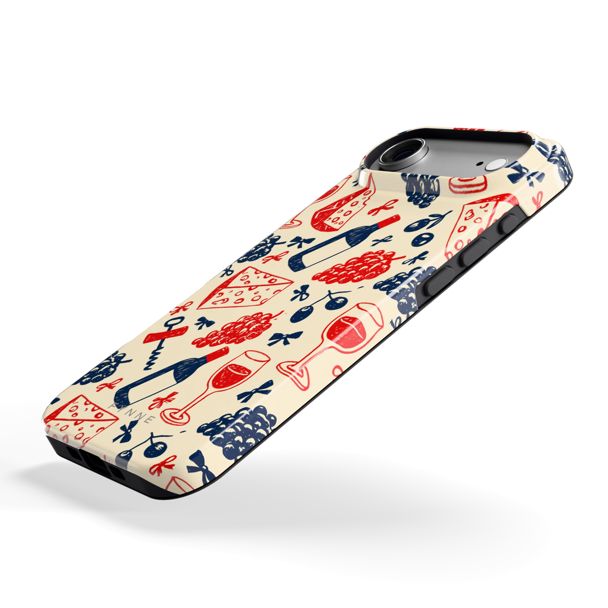 Wijn en Kaas Doodles hoesje voor iPhone Air, schuin