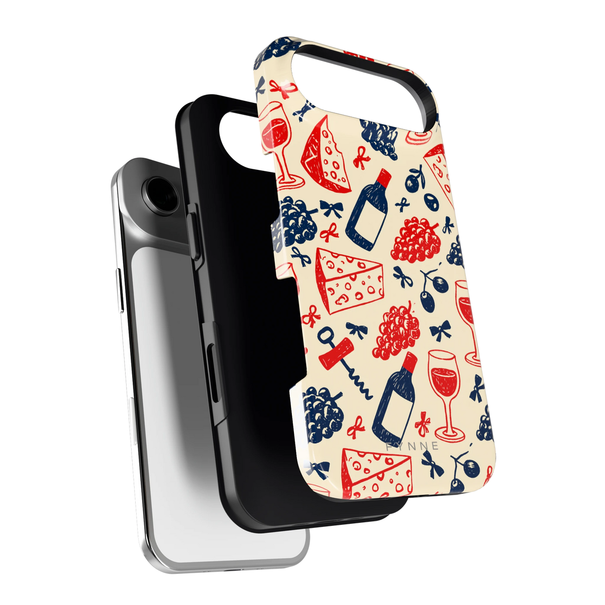 Wijn en Kaas Doodles hoesje voor iPhone Air, los van de telefoon