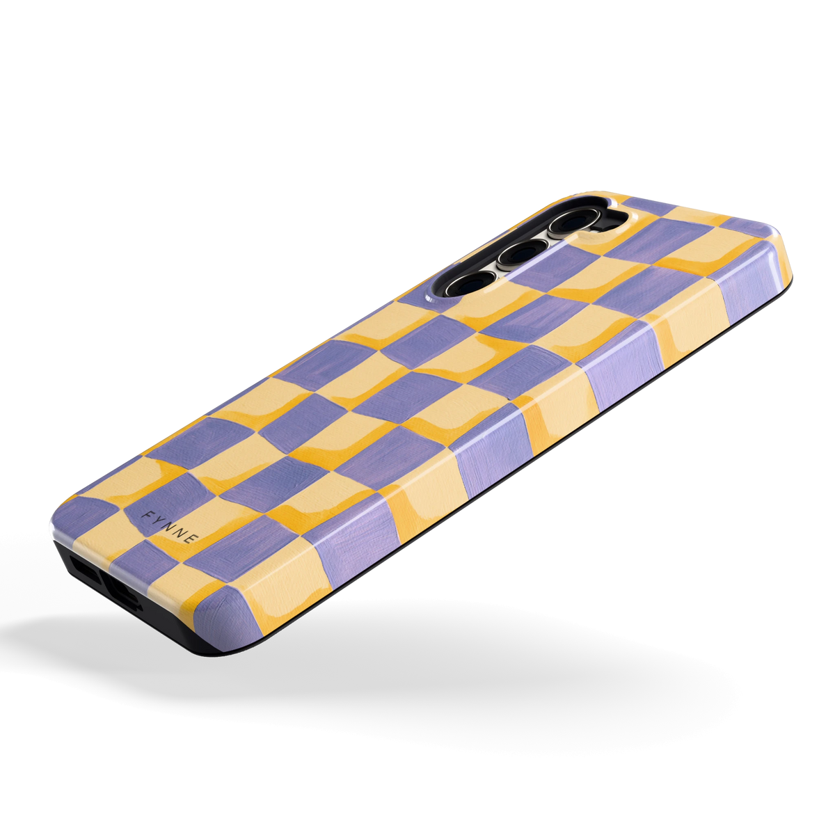Golvend Dambord hoesje voor Galaxy S23+, schuin
