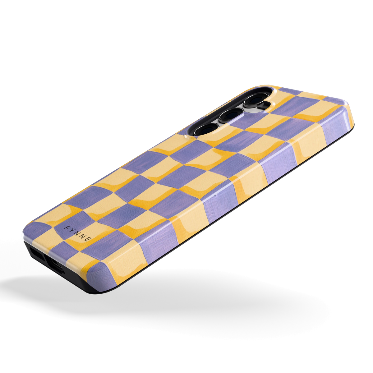 Golvend Dambord hoesje voor Galaxy S24, schuin