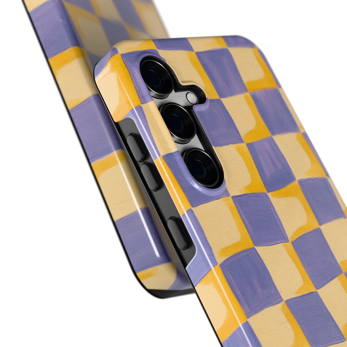 Golvend Dambord hoesje voor Galaxy S24 FE, close-up