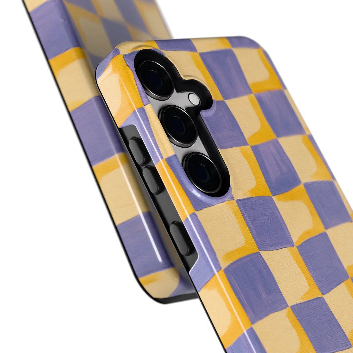 Golvend Dambord hoesje voor Galaxy S24+, close-up