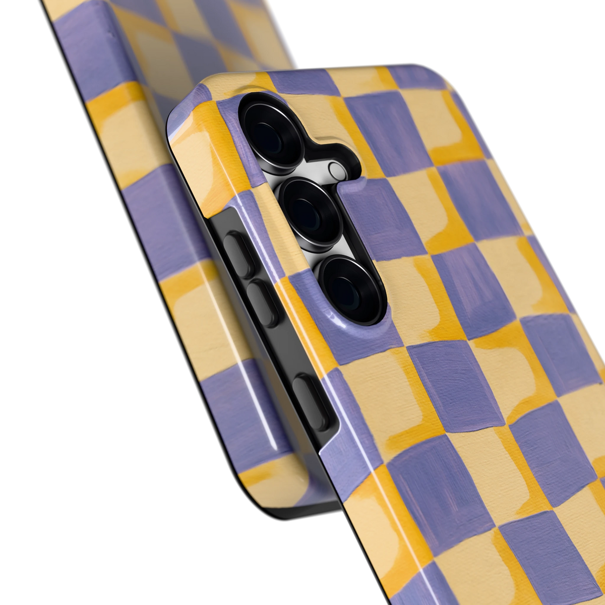 Golvend Dambord hoesje voor Galaxy S25 FE, close-up
