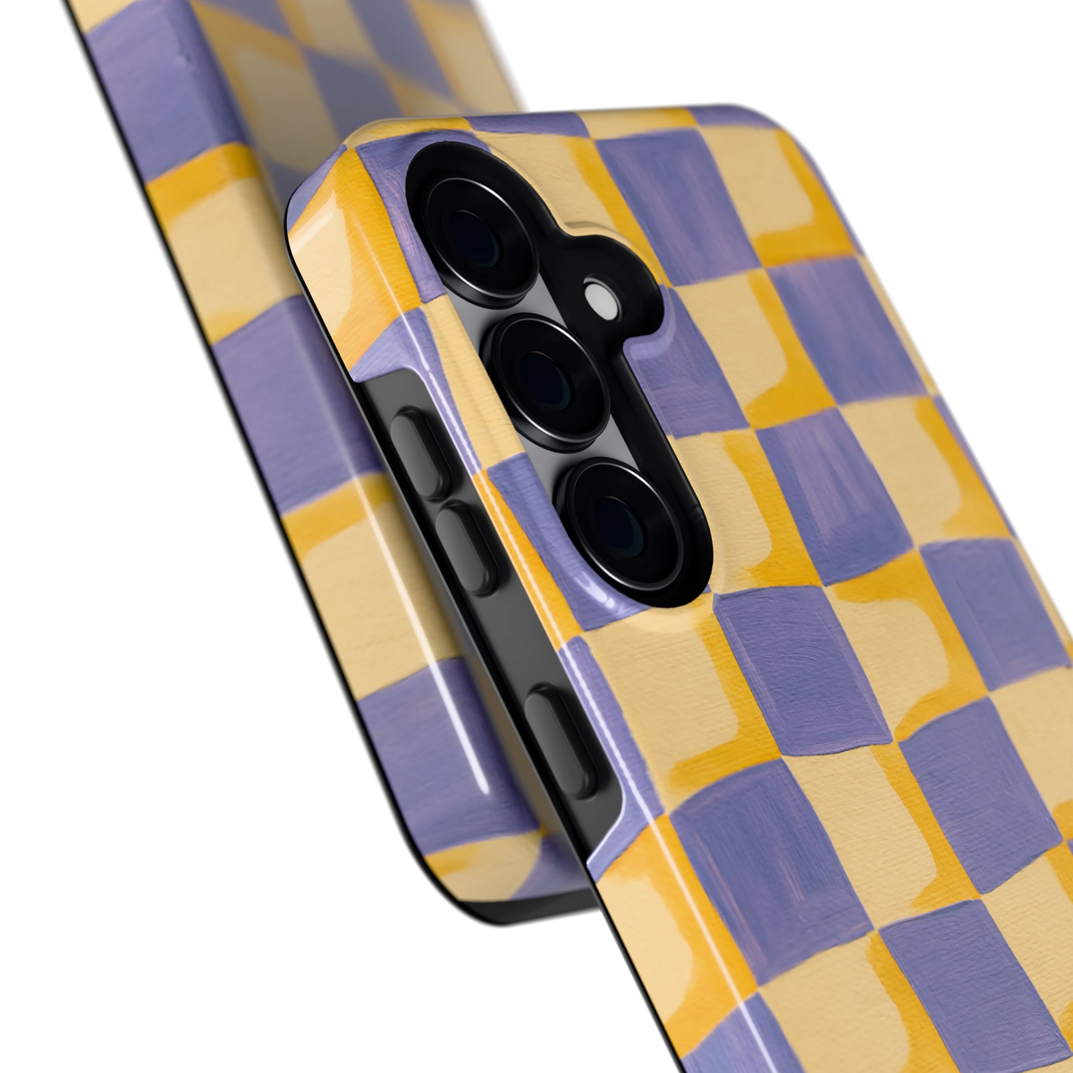 Golvend Dambord hoesje voor Galaxy S25, close-up