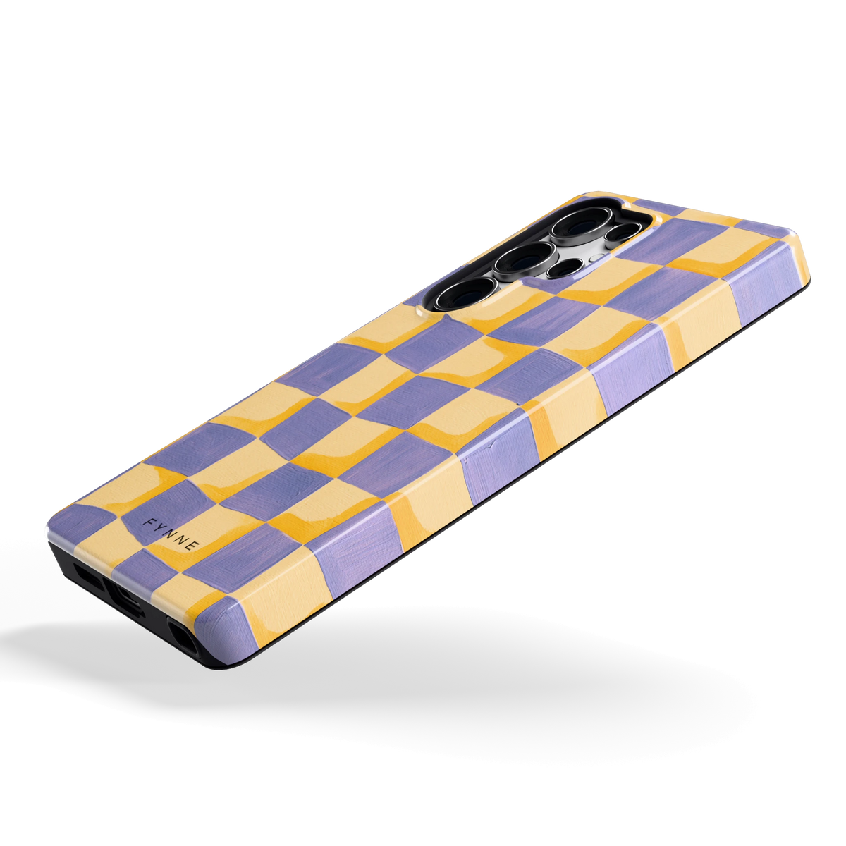 Golvend Dambord hoesje voor Galaxy S25 Ultra, schuin