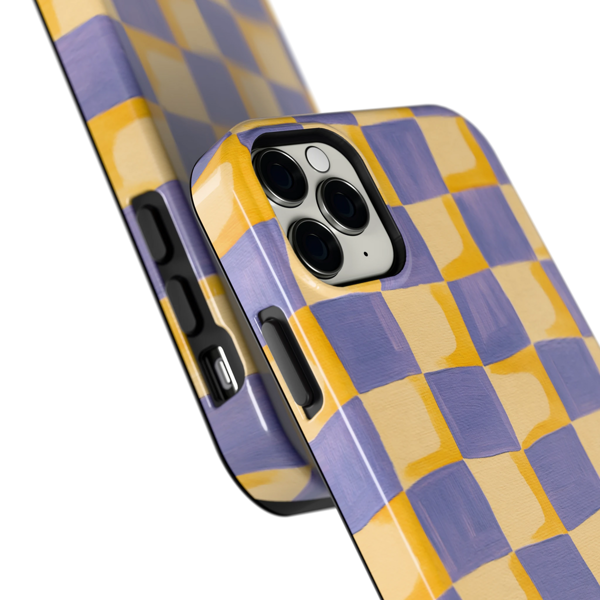 Golvend Dambord hoesje voor iPhone 11 Pro Max, close-up