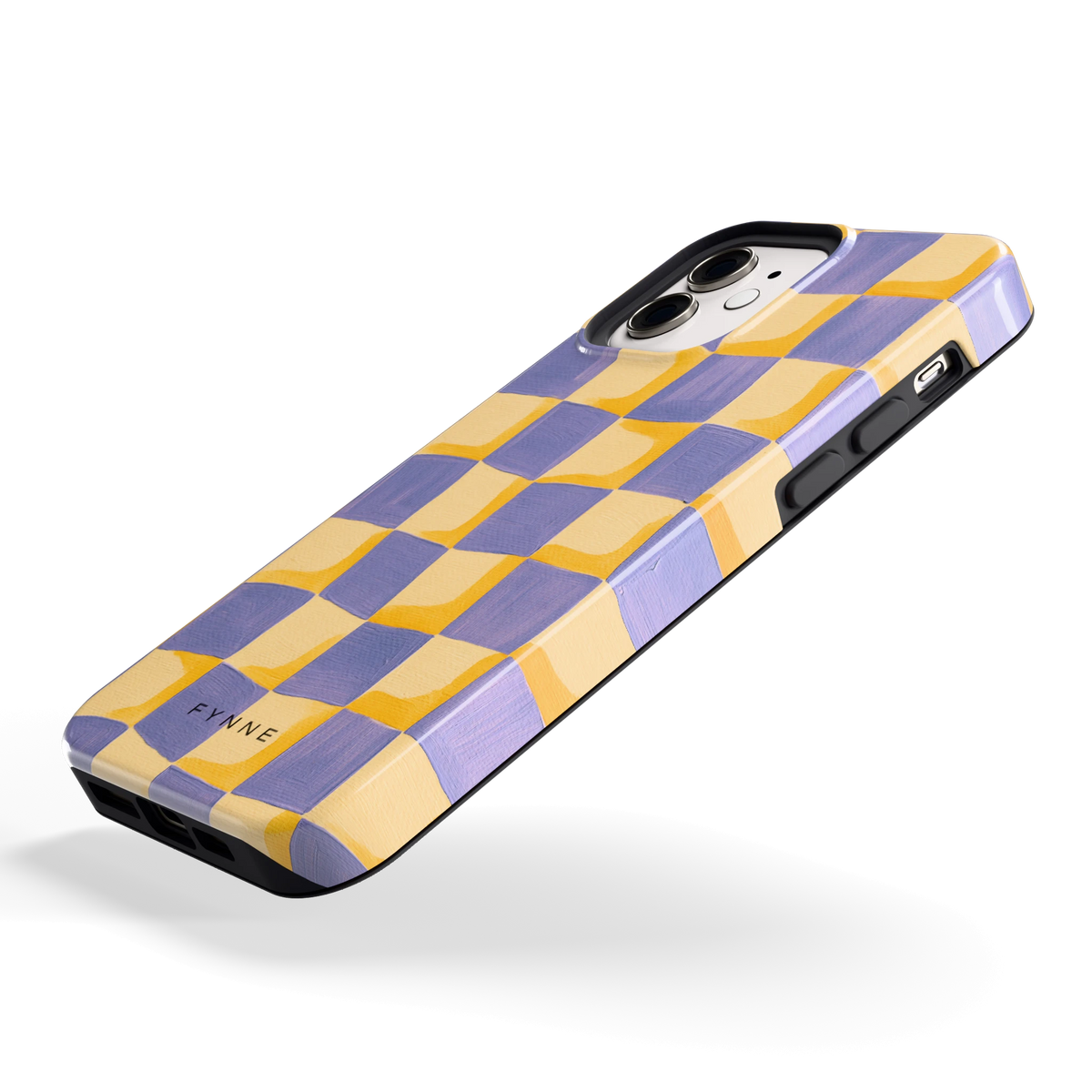 Golvend Dambord hoesje voor iPhone 12, schuin