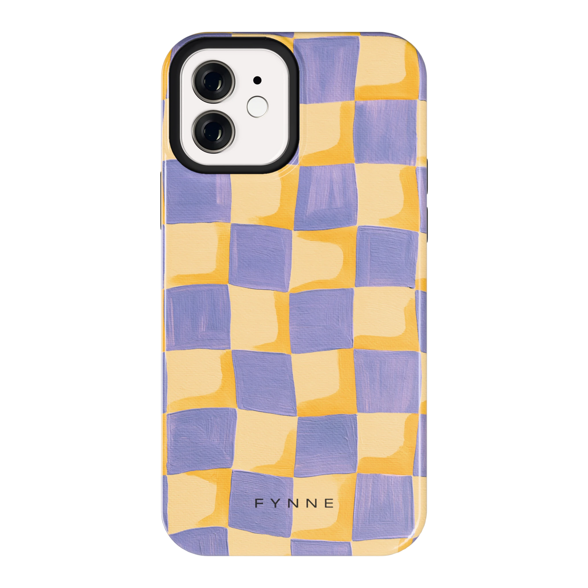 Golvend Dambord hoesje voor iPhone 12, achterkant