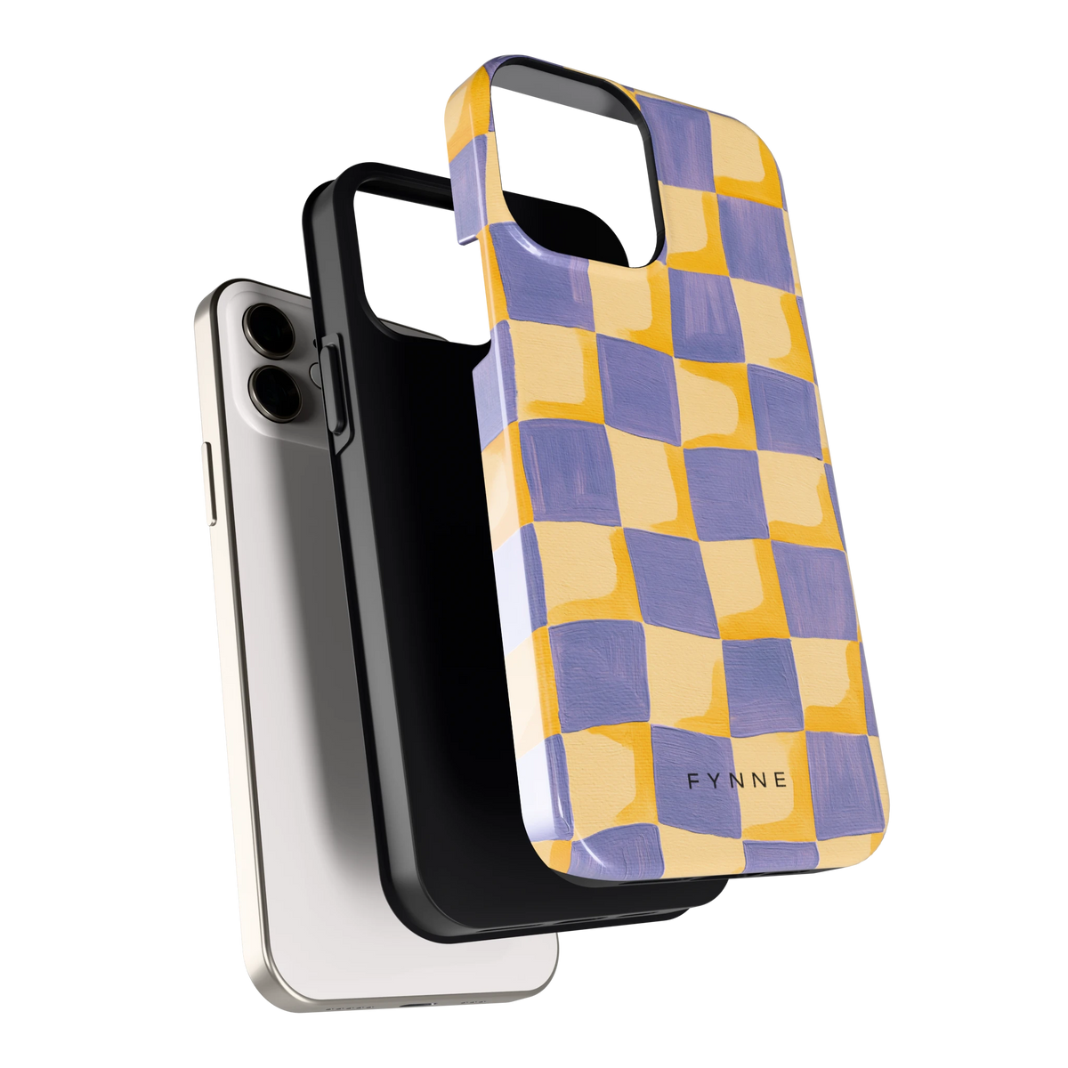 Golvend Dambord hoesje voor iPhone 12, los van de telefoon