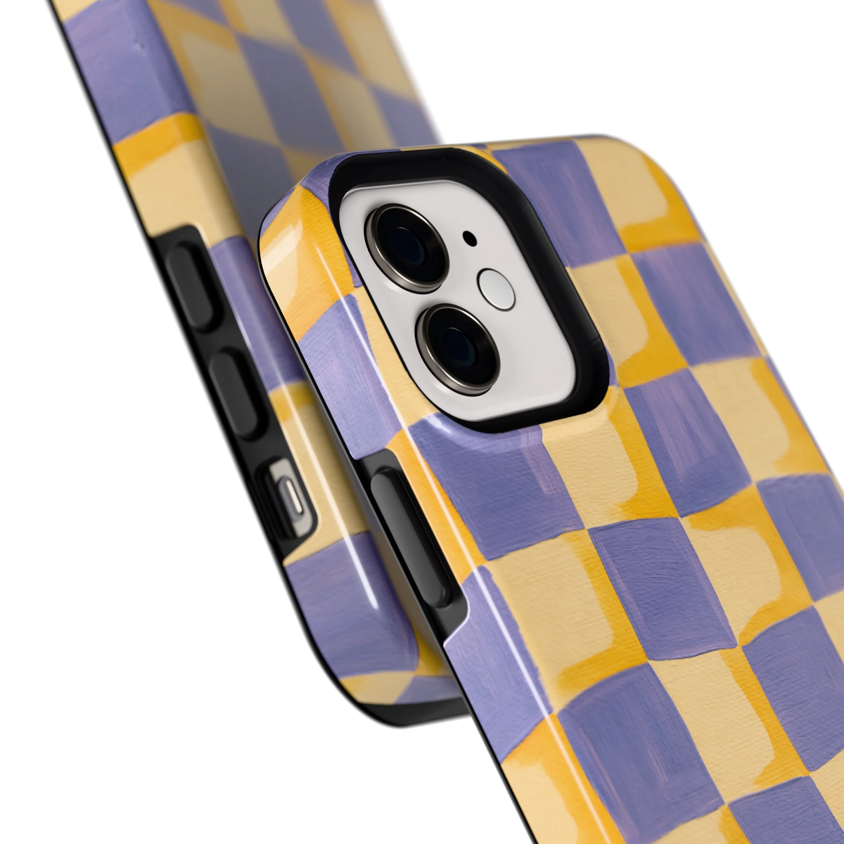 Golvend Dambord hoesje voor iPhone 12, close-up