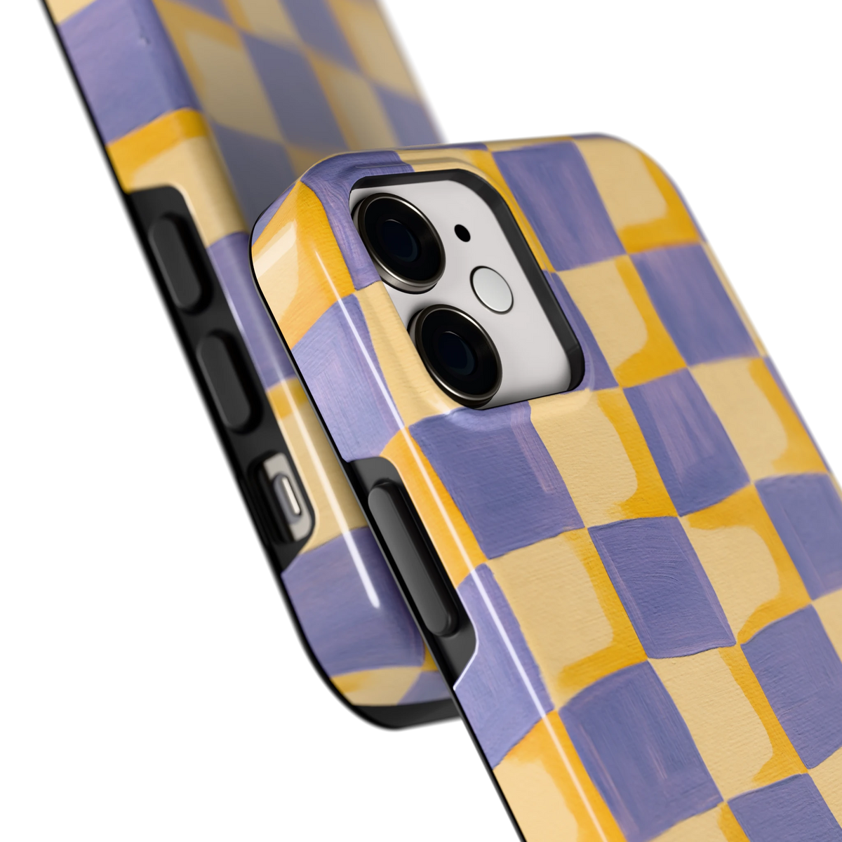 Golvend Dambord hoesje voor iPhone 12 mini, close-up