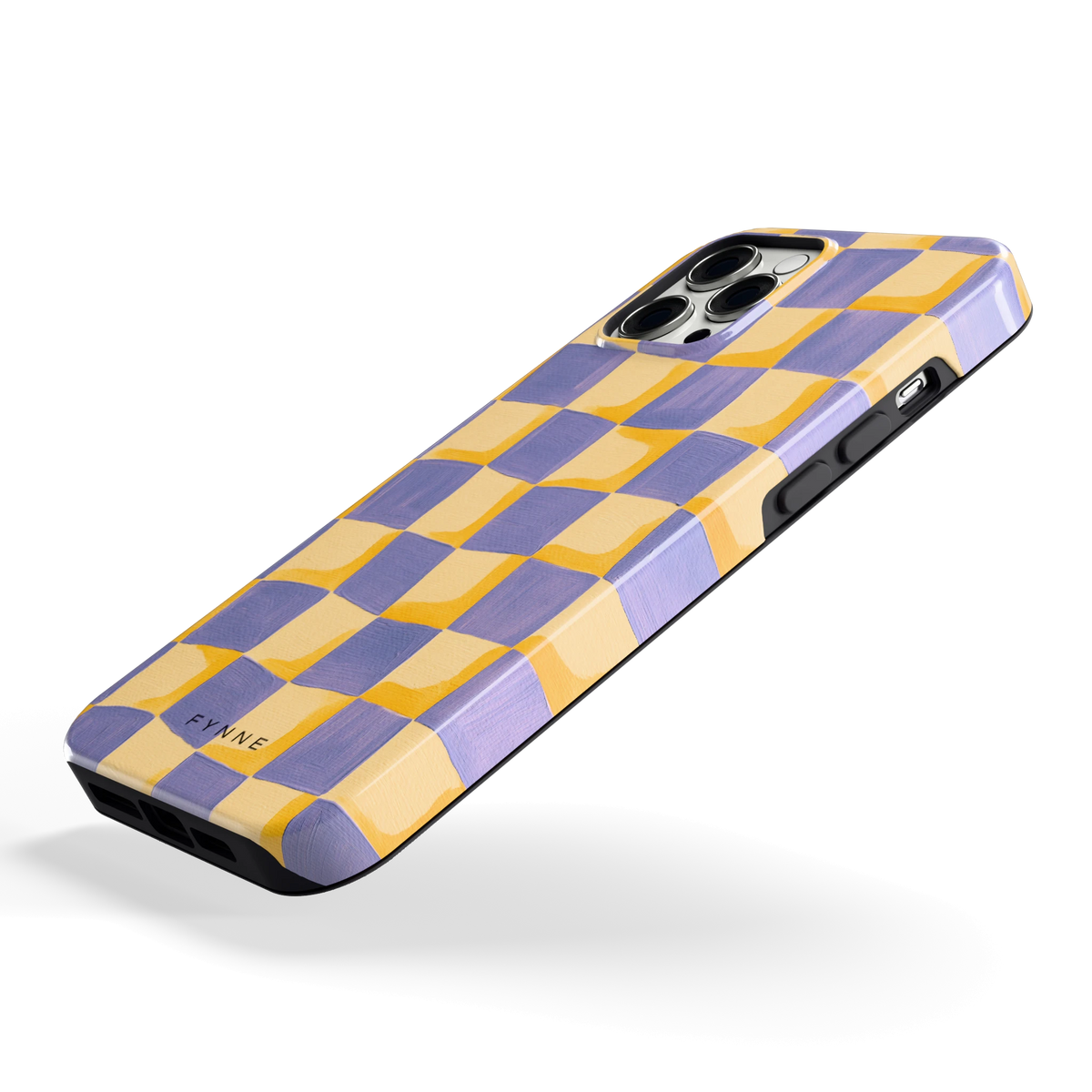 Golvend Dambord hoesje voor iPhone 12 Pro Max, schuin