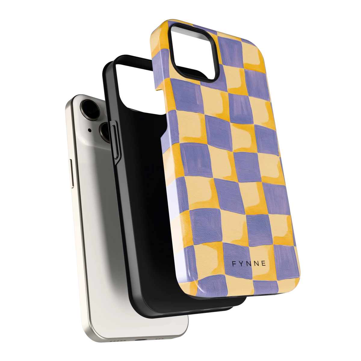 Golvend Dambord hoesje voor iPhone 13, los van de telefoon