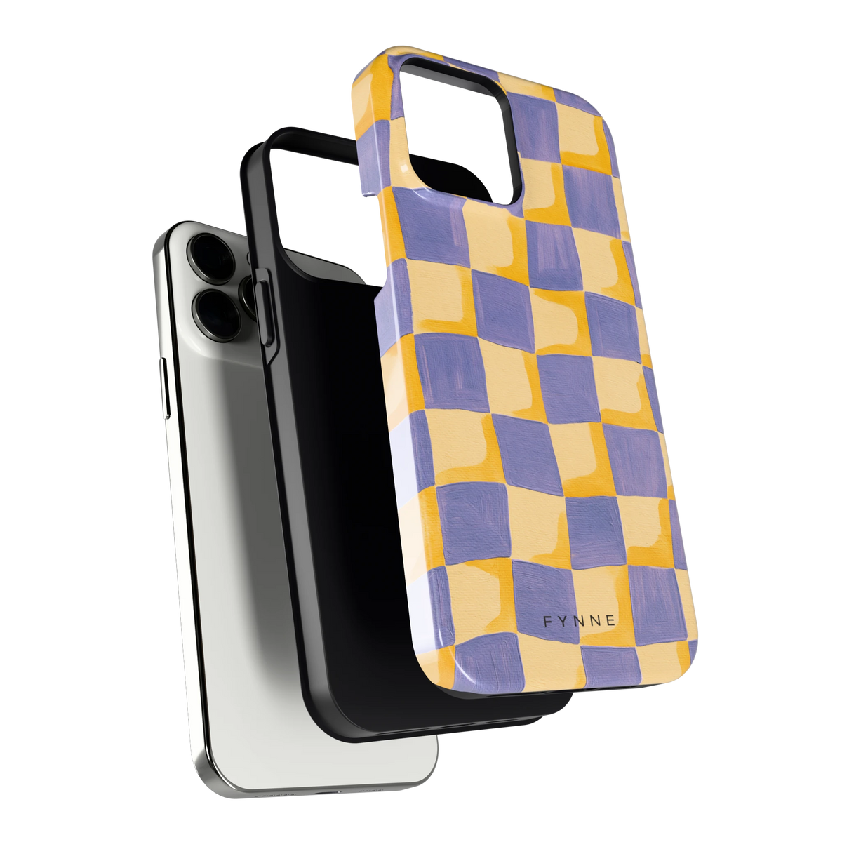Golvend Dambord hoesje voor iPhone 13 Pro Max, los van de telefoon