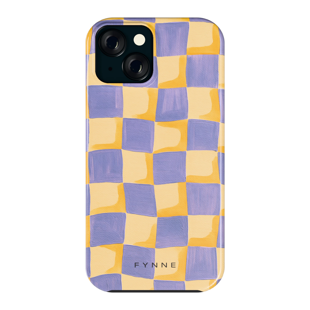 Golvend Dambord hoesje voor iPhone 15, achterkant