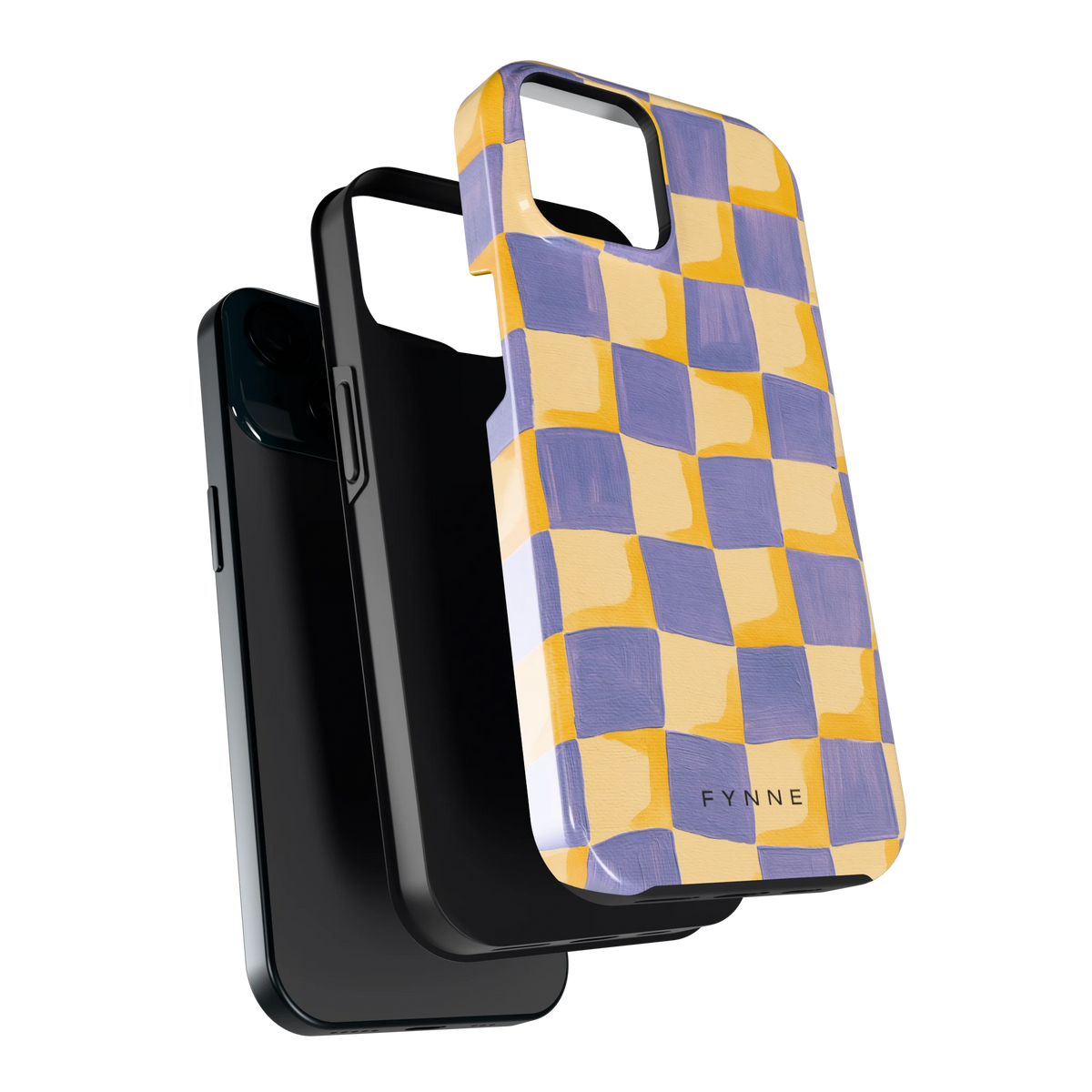 Golvend Dambord hoesje voor iPhone 15, los van de telefoon