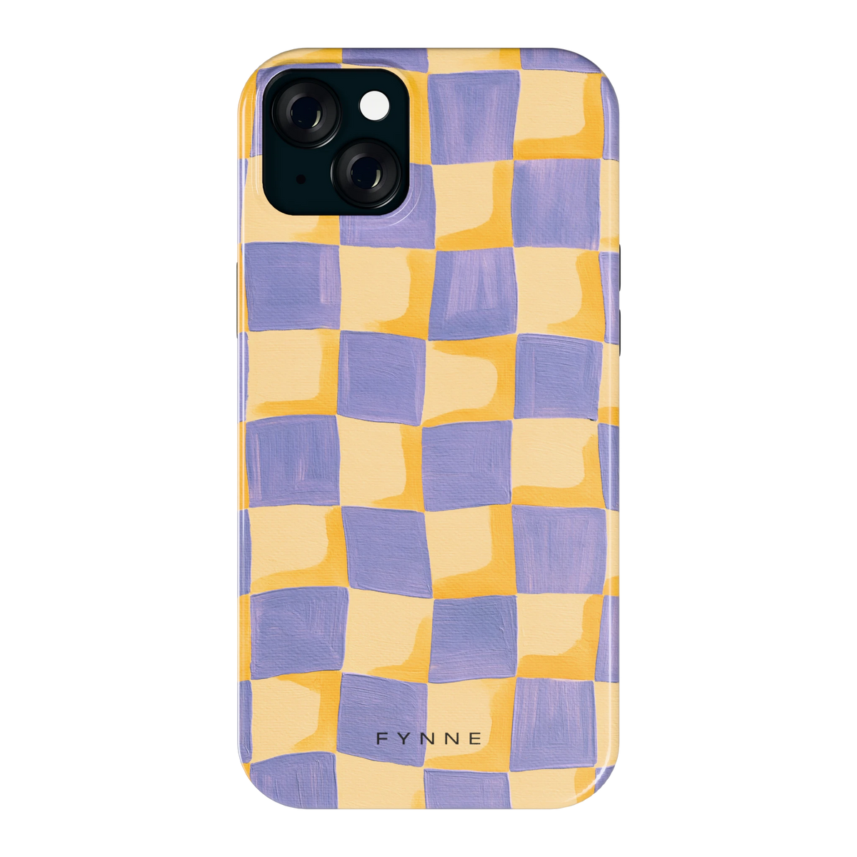 Golvend Dambord hoesje voor iPhone 15 Plus, achterkant