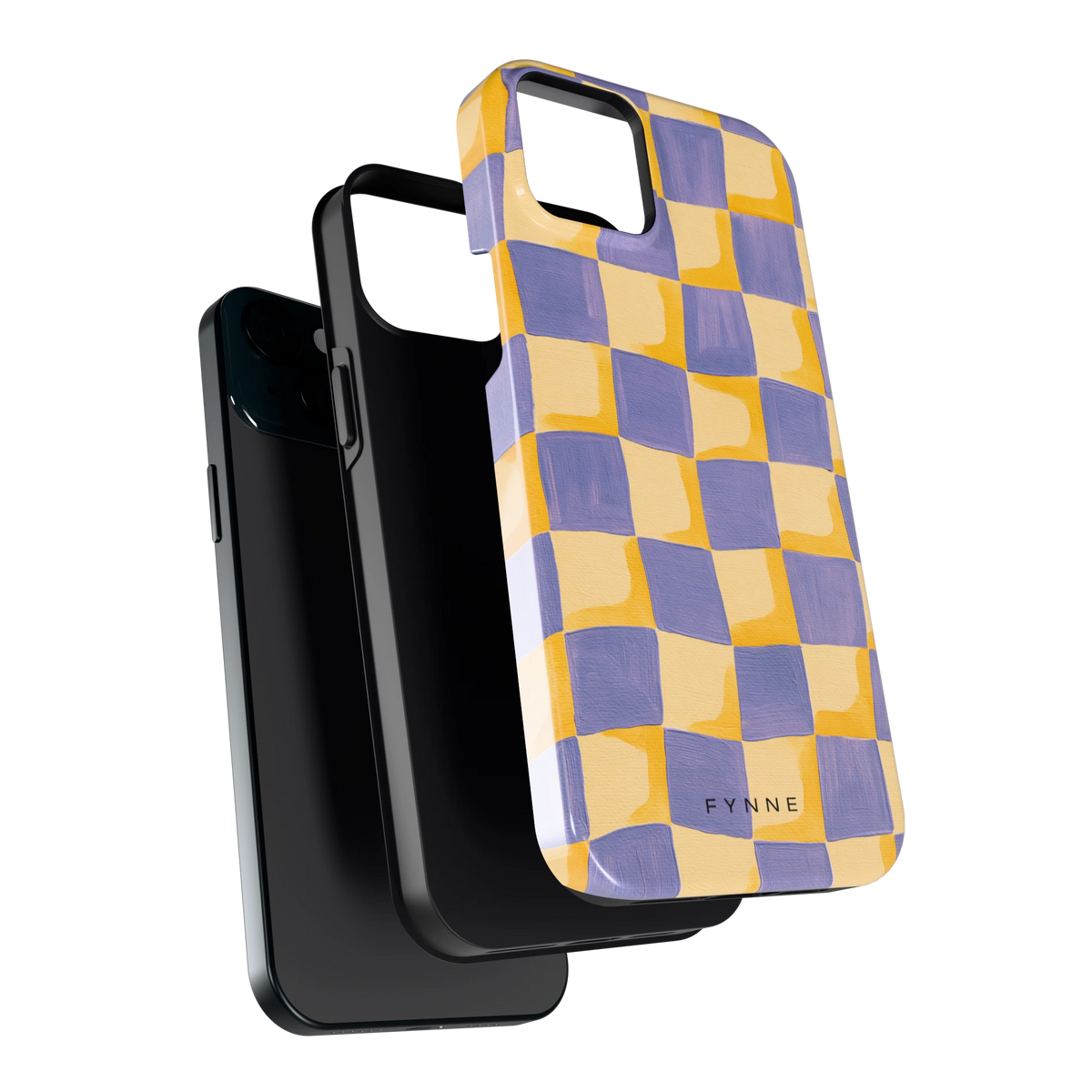 Golvend Dambord hoesje voor iPhone 15 Plus, los van de telefoon