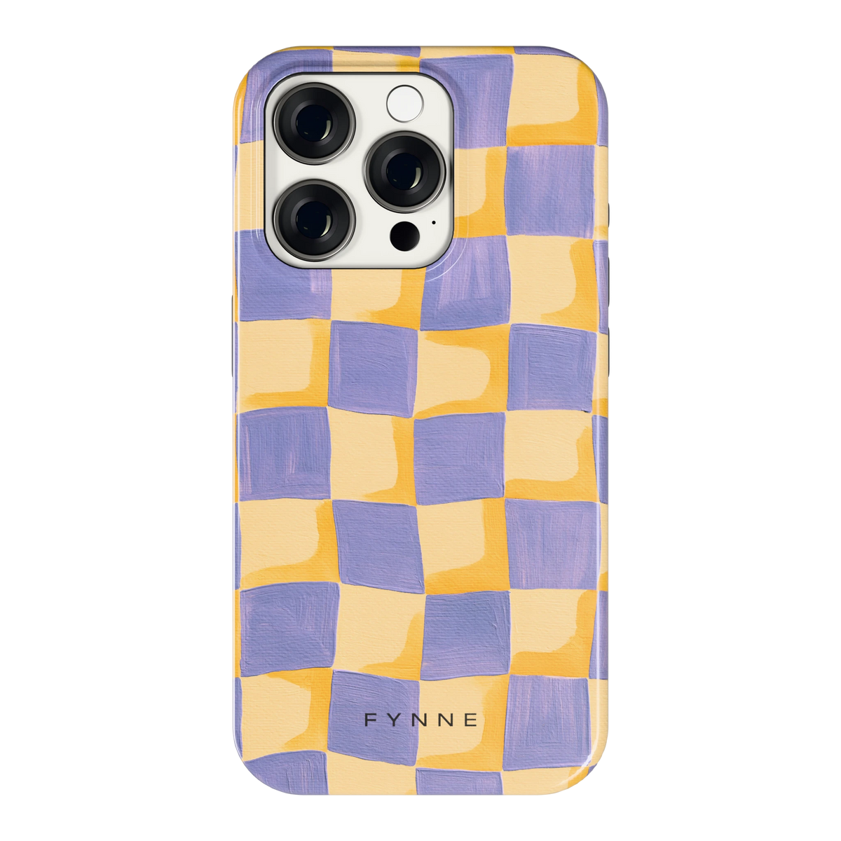 Golvend Dambord hoesje voor iPhone 15 Pro, achterkant