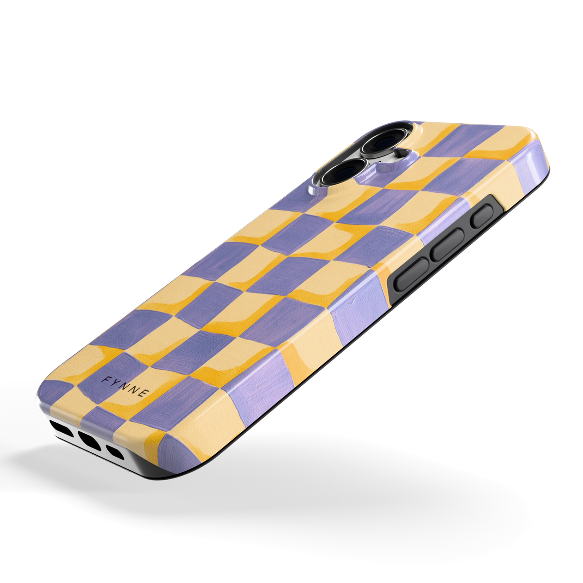 Golvend Dambord hoesje voor iPhone 16, schuin