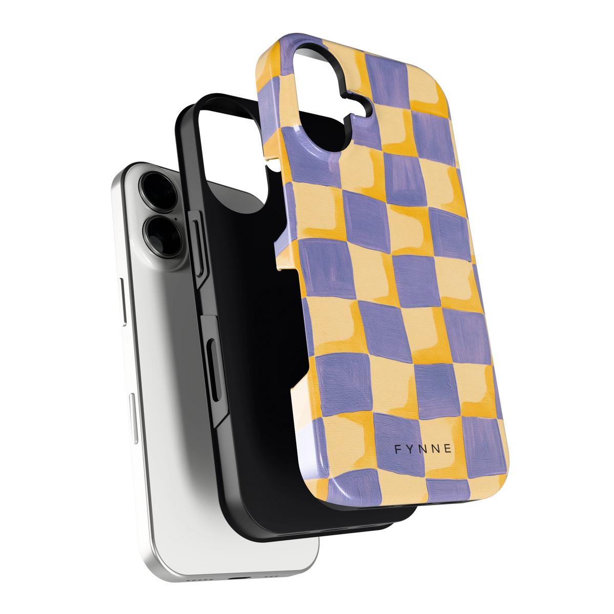 Golvend Dambord hoesje voor iPhone 16, los van de telefoon