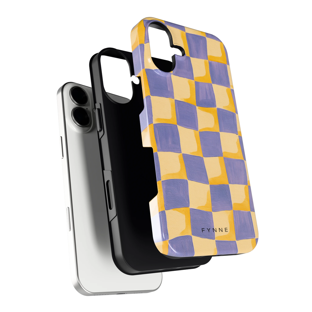 Golvend Dambord hoesje voor iPhone 16 Plus, los van de telefoon