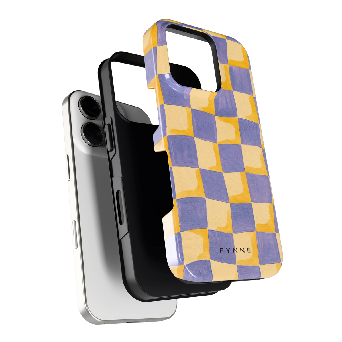Golvend Dambord hoesje voor iPhone 16 Pro, los van de telefoon