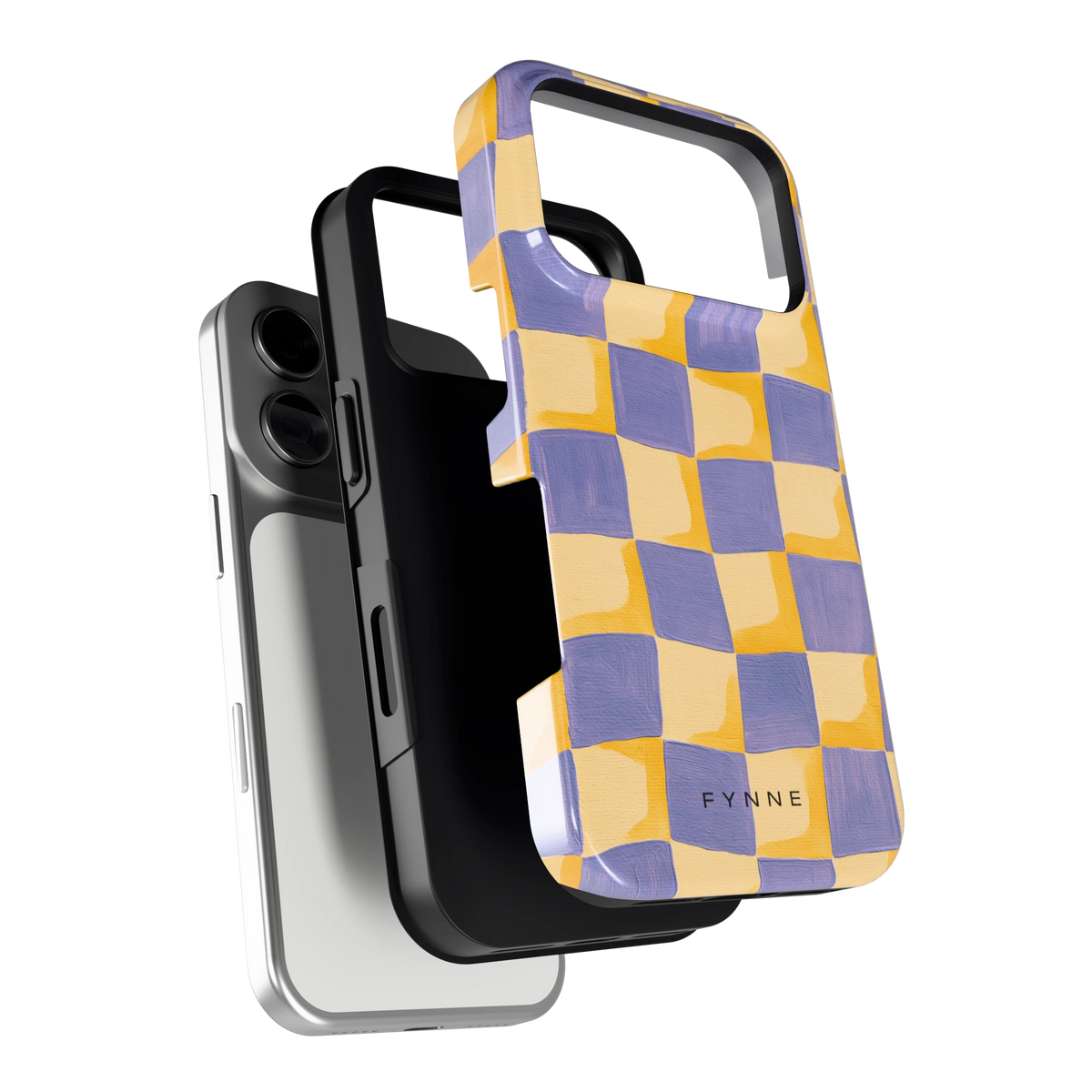 Golvend Dambord hoesje voor iPhone 17 Pro, los van de telefoon