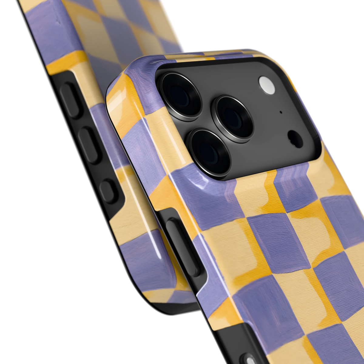 Golvend Dambord hoesje voor iPhone 17 Pro, close-up