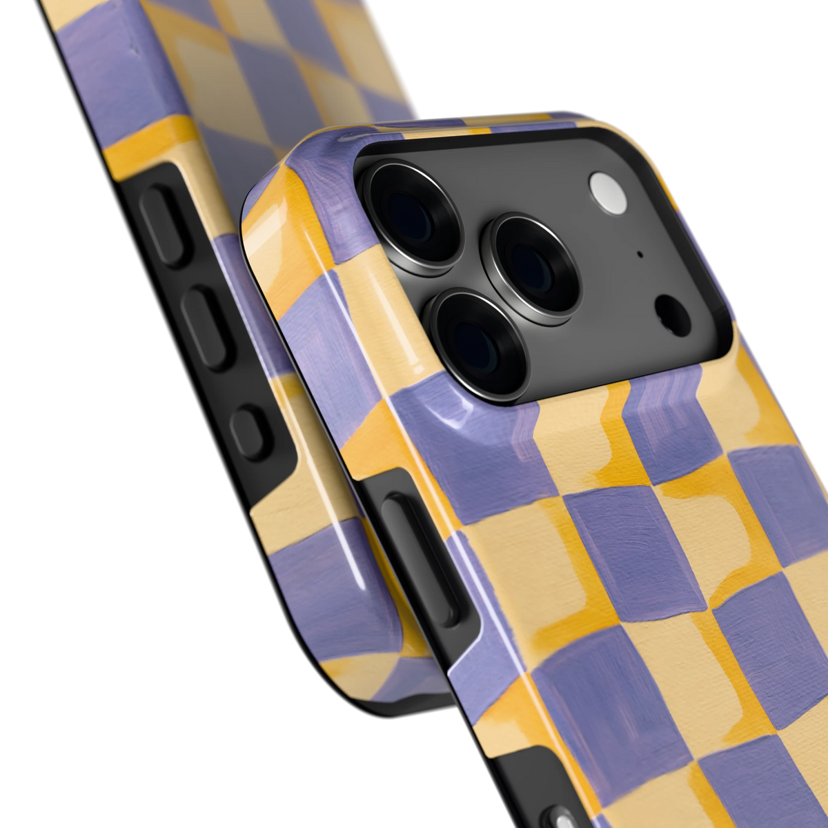 Golvend Dambord hoesje voor iPhone 18 Pro, close-up