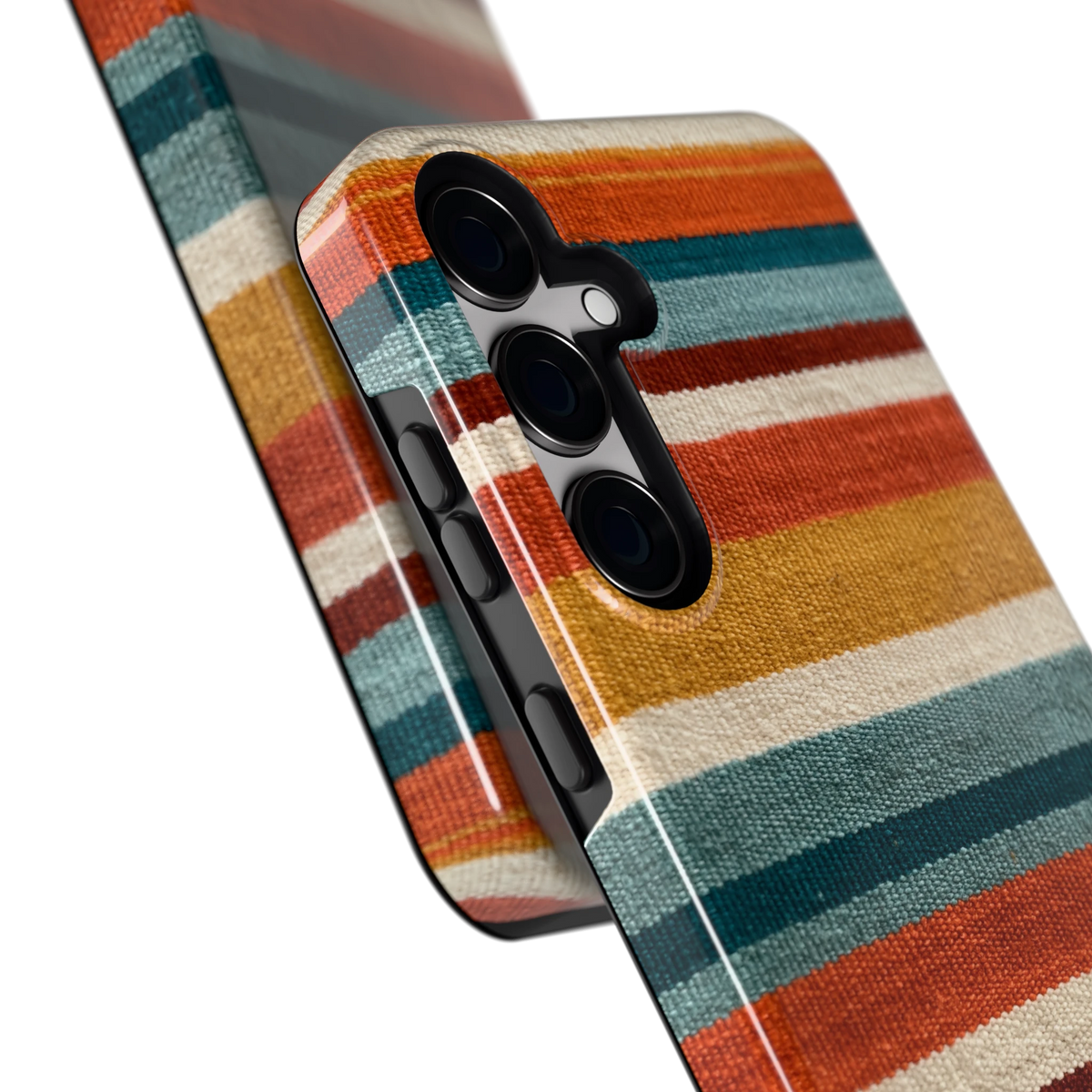 Strepen met weeflook hoesje voor Galaxy S24+, close-up