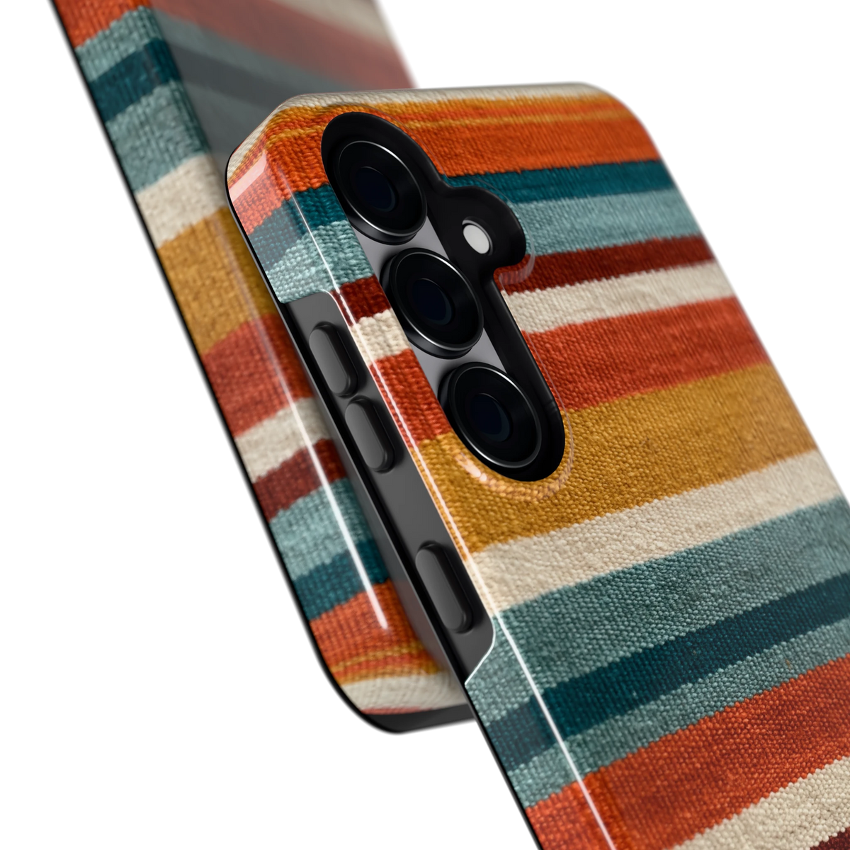 Strepen met weeflook hoesje voor Galaxy S25, close-up