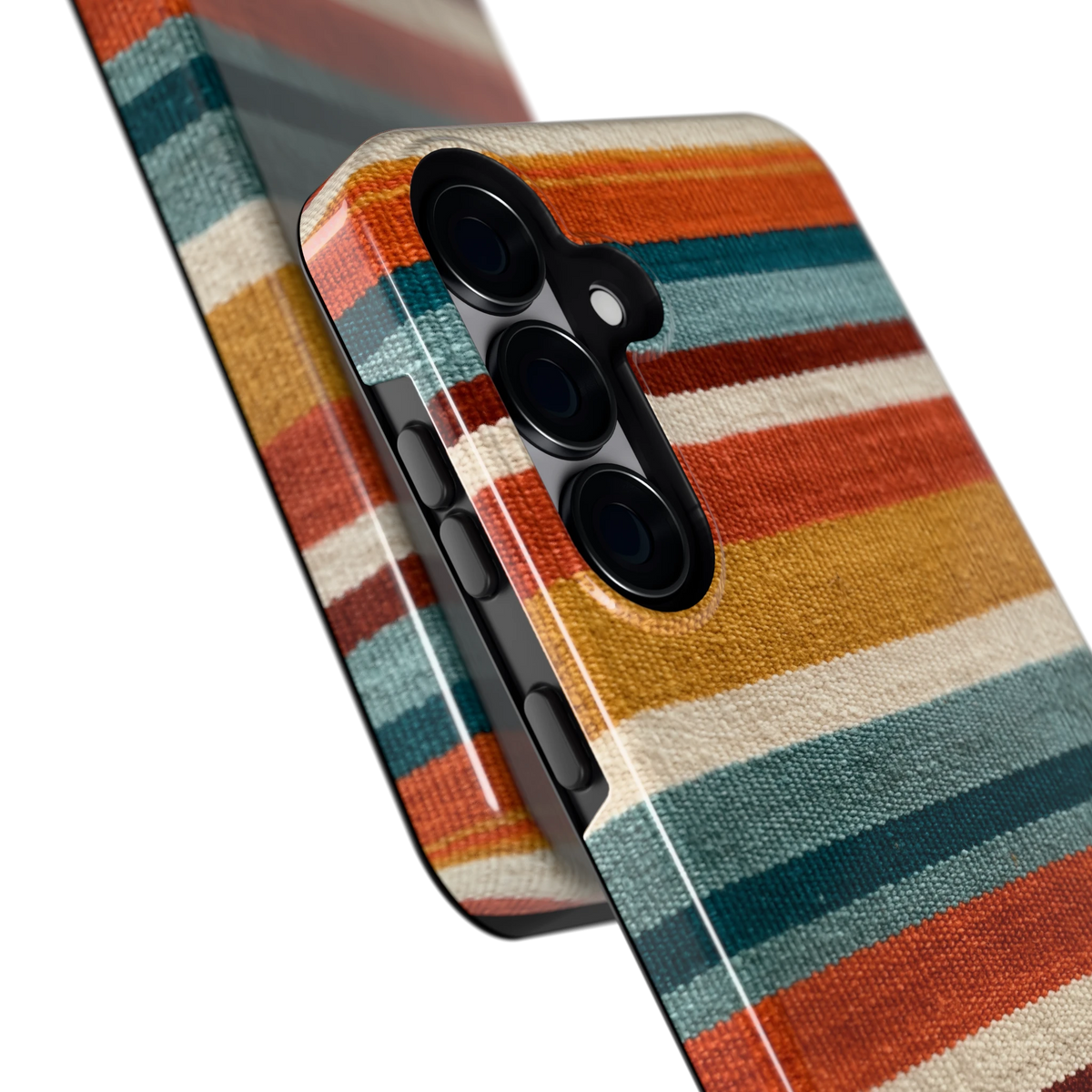 Strepen met weeflook hoesje voor Galaxy S25+, close-up