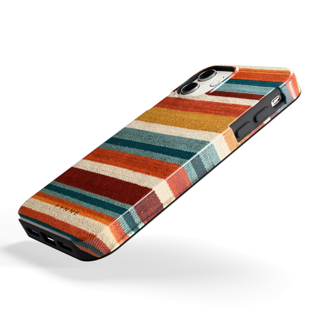 Strepen met weeflook hoesje voor iPhone 11, schuin
