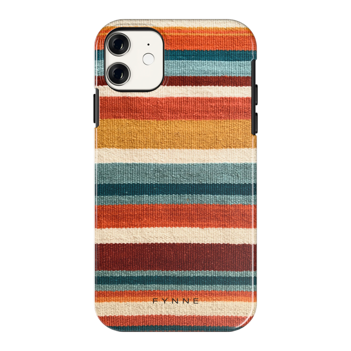 Strepen met weeflook hoesje voor iPhone 11, achterkant
