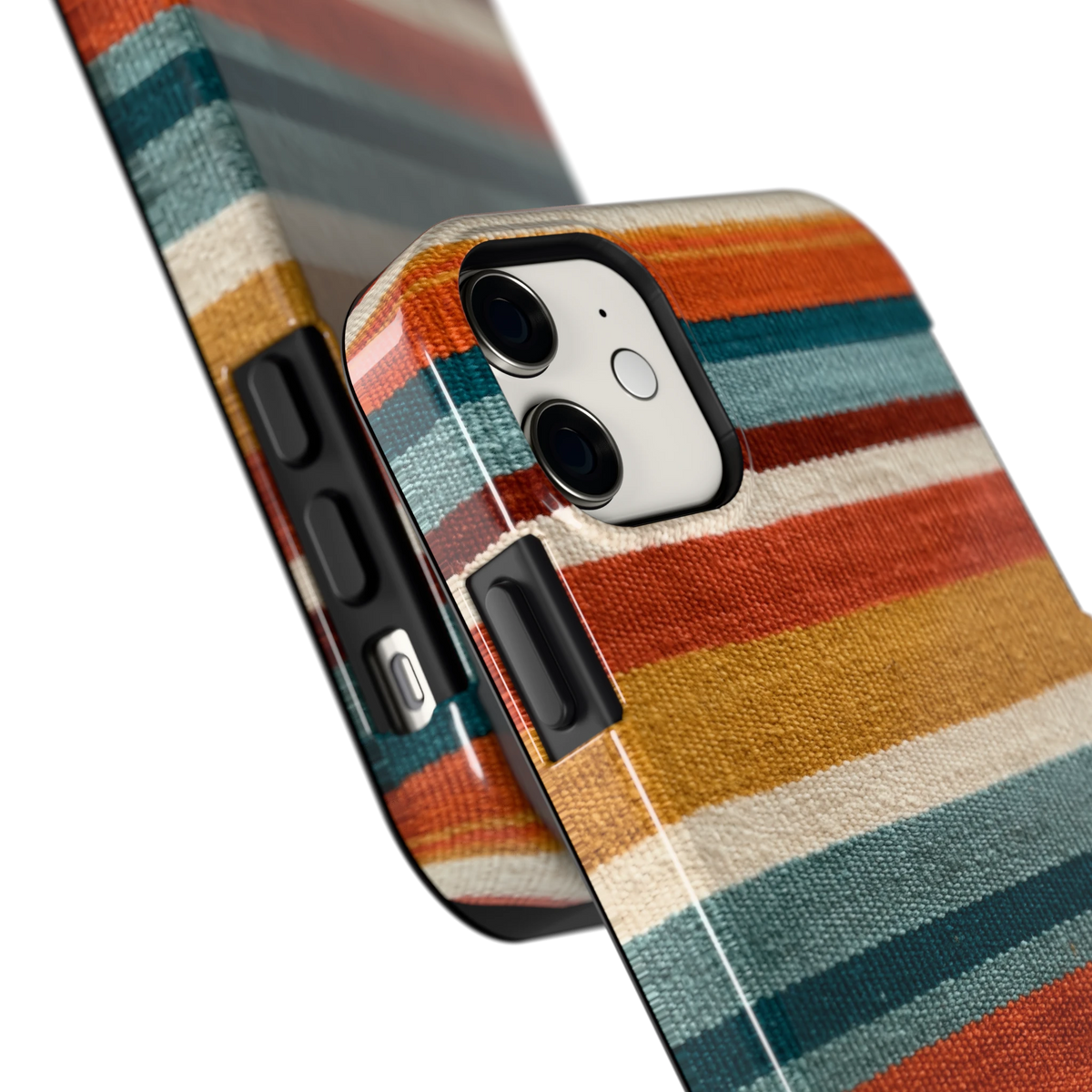 Strepen met weeflook hoesje voor iPhone 11, close-up
