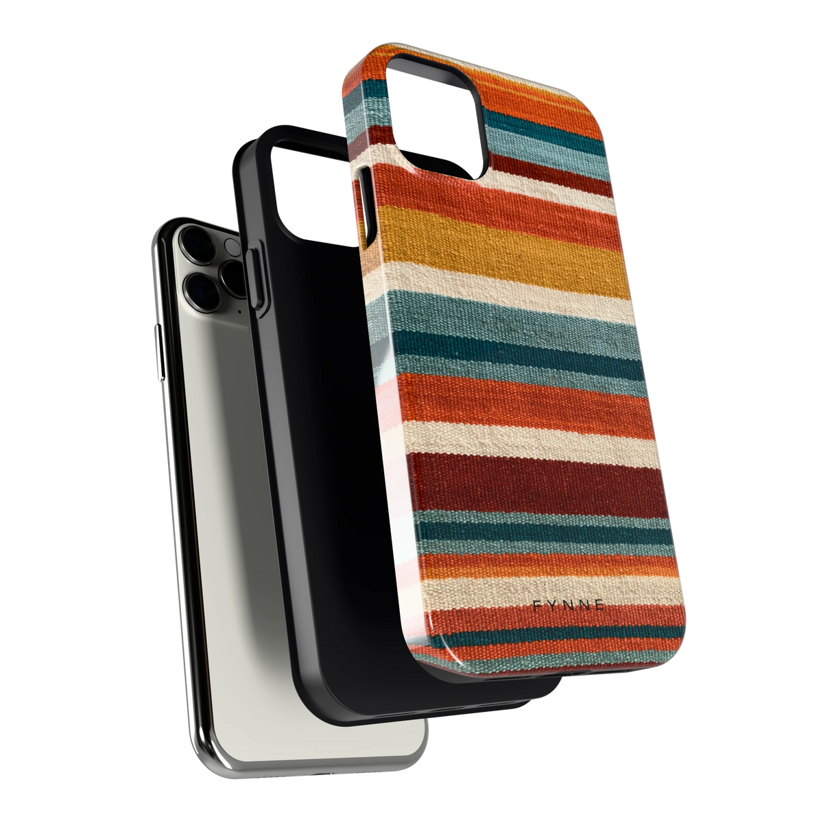 Strepen met weeflook hoesje voor iPhone 11 Pro Max, los van de telefoon